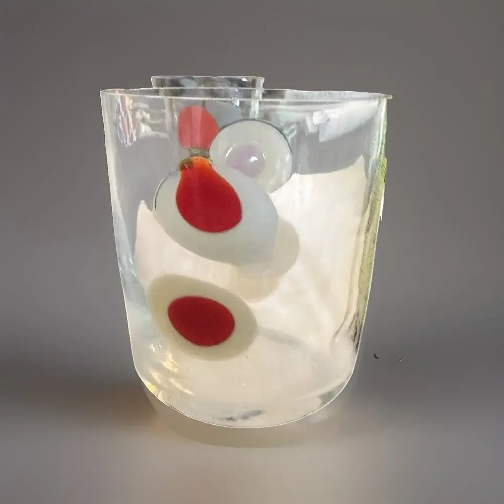 New Carlo Moretti Murano Glass Bud Vase Bora Tumbler Simple Red Polkadot Signed